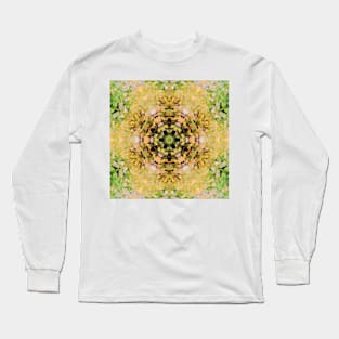 Digital Mandala Yellow Green and Black Long Sleeve T-Shirt